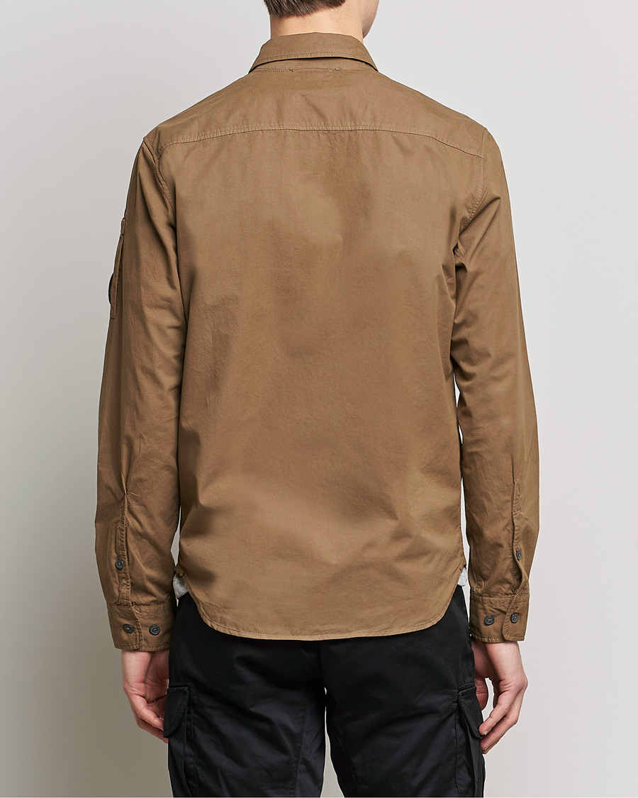 Herr | Skjortor | C.P. Company | Garment Dyed Gabardine Zip Shirt Jacket Khaki brown