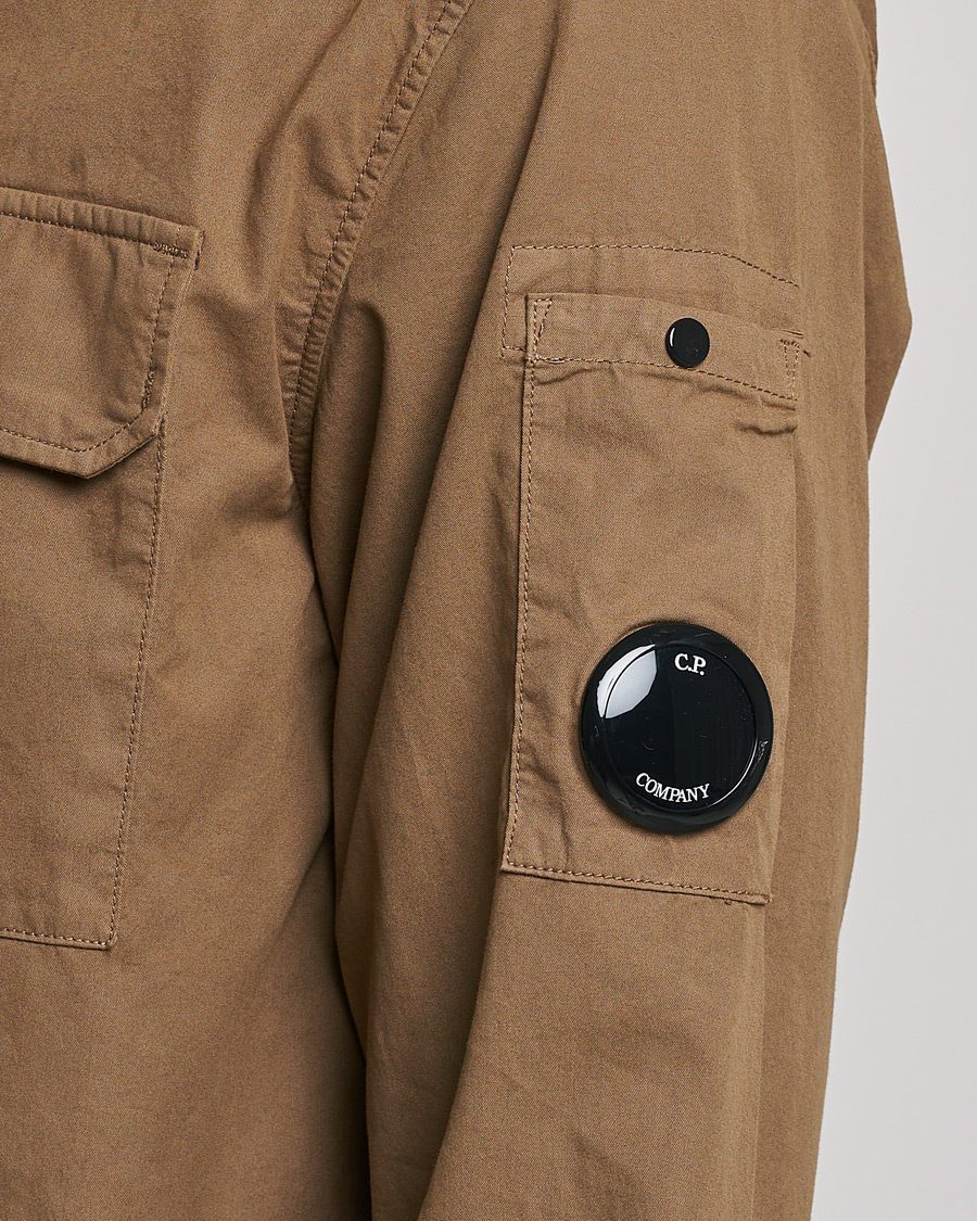 Herr | Skjortor | C.P. Company | Garment Dyed Gabardine Zip Shirt Jacket Khaki brown