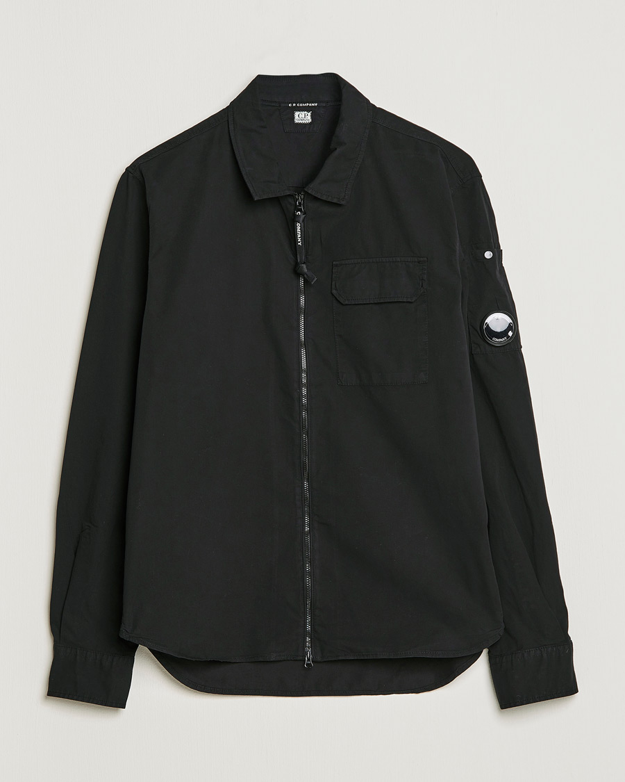 Herr | Skjortor | C.P. Company | Garment Dyed Gabardine Zip Shirt Jacket Black