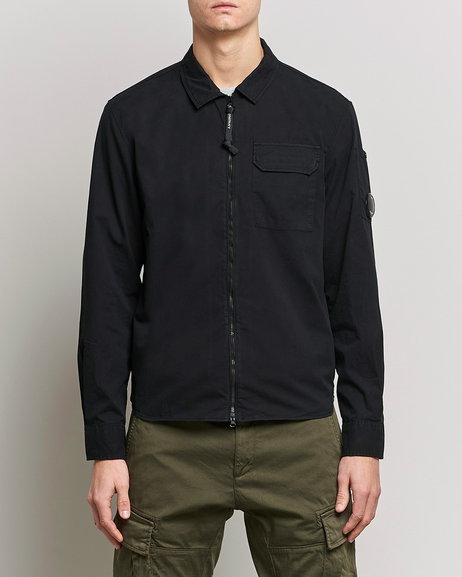 Herr | Vårjackor herr | C.P. Company | Garment Dyed Gabardine Zip Shirt Jacket Black