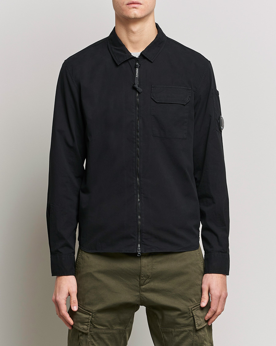 Herr | C.P. Company | C.P. Company | Garment Dyed Gabardine Zip Shirt Jacket Black
