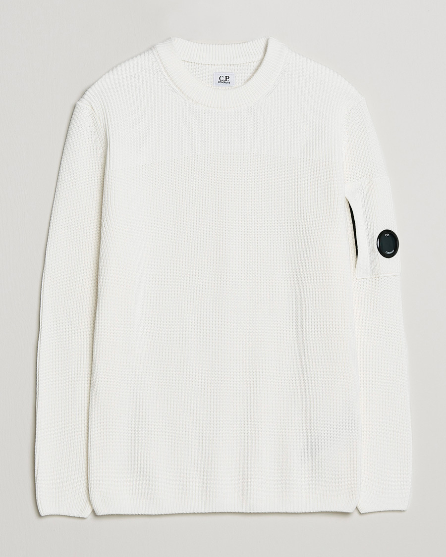 Herr | Tröjor | C.P. Company | Sea Island Knitted Cotton Crew Neck White