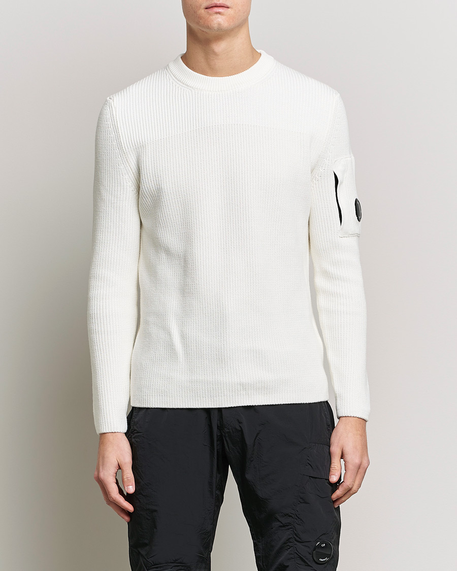 Herr | Tröjor | C.P. Company | Sea Island Knitted Cotton Crew Neck White