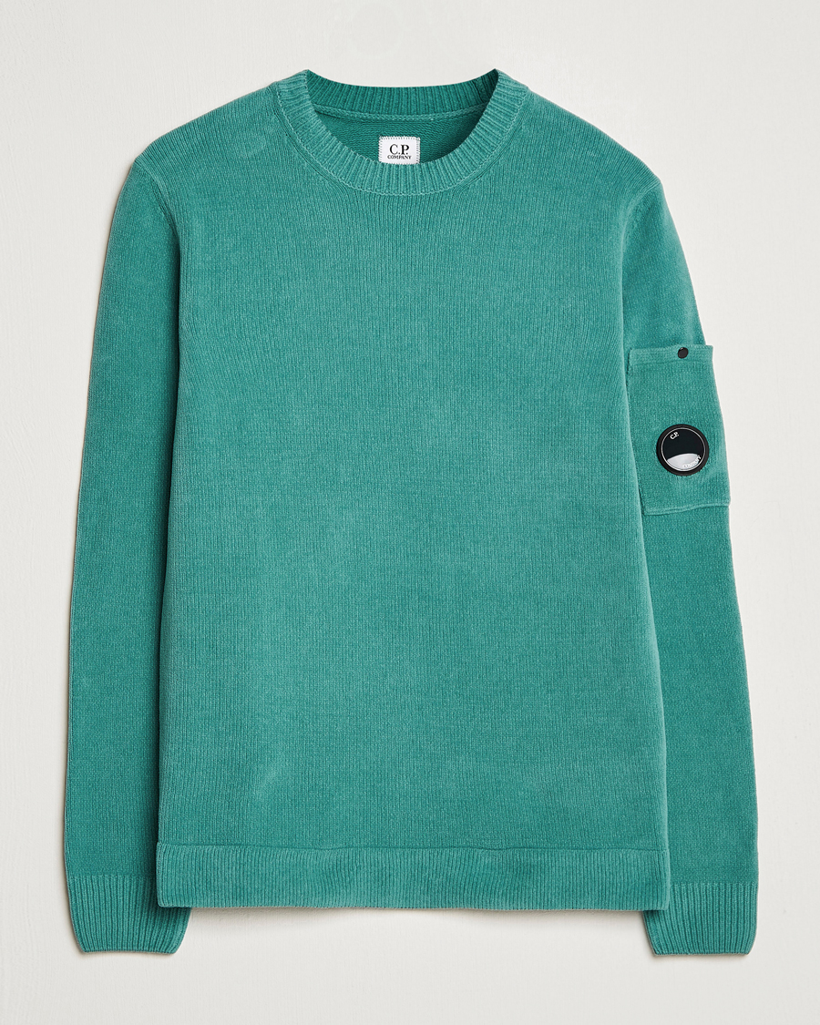 Herr | Tröjor | C.P. Company | Cotton Chenille Crew Neck Ocean Green