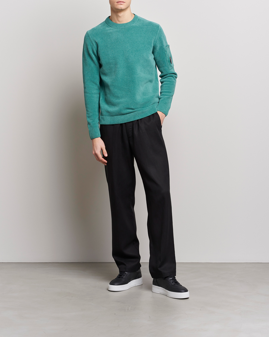 Herr | Tröjor | C.P. Company | Cotton Chenille Crew Neck Ocean Green