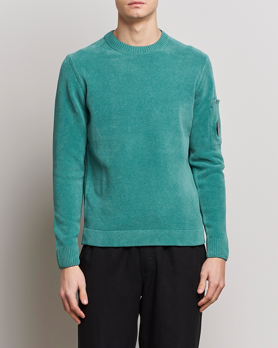 Herr | Tröjor | C.P. Company | Cotton Chenille Crew Neck Ocean Green