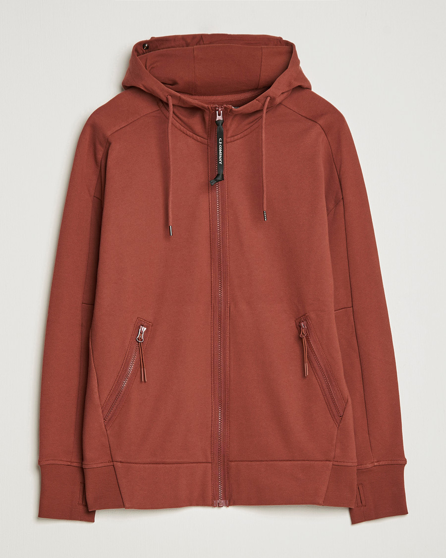 Herr | Tröjor | C.P. Company | Diagonal Raised Fleece Full Zip Goggle Hoodie Rust