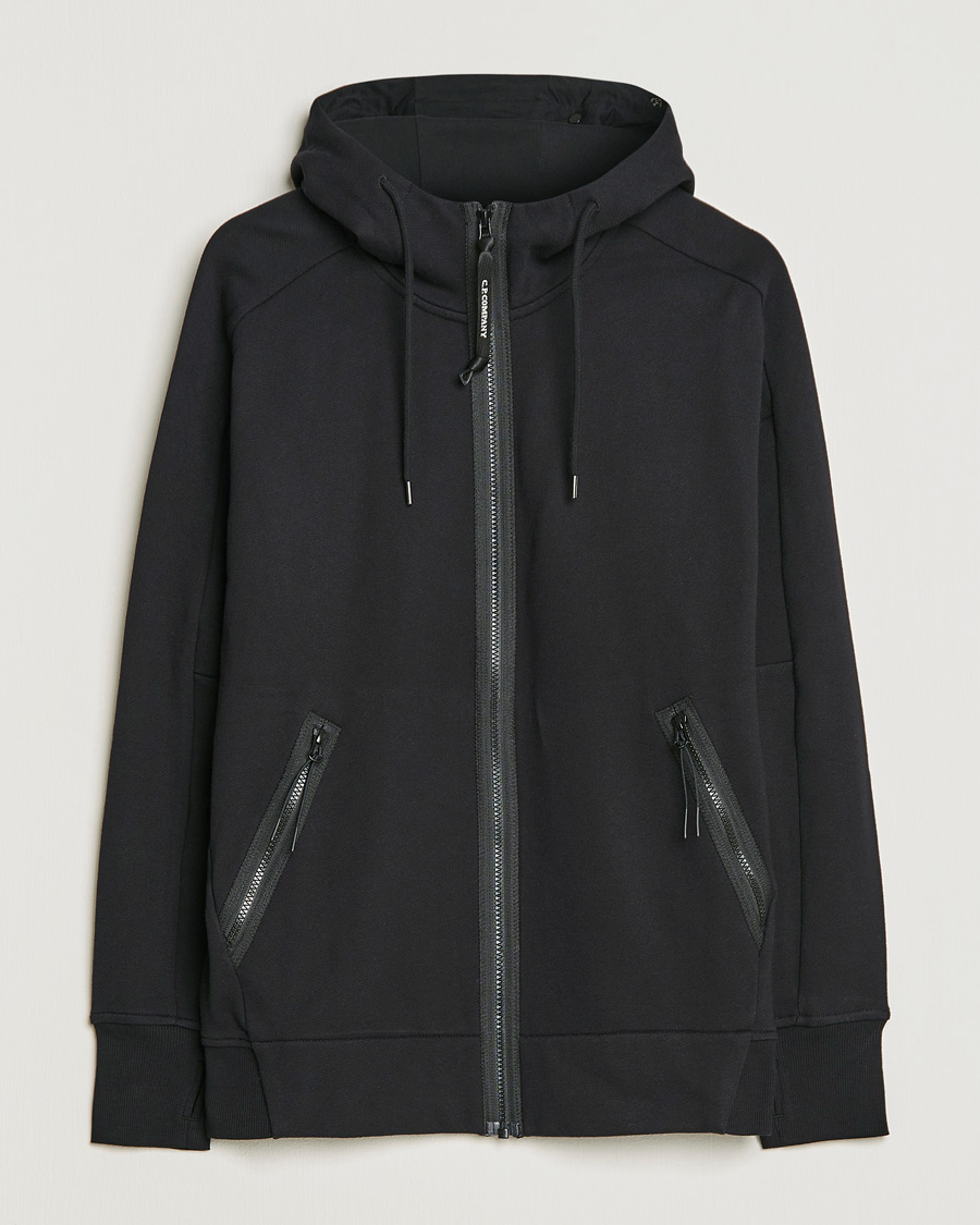 Herr | Tröjor | C.P. Company | Diagonal Raised Fleece Full Zip Goggle Hoodie Black