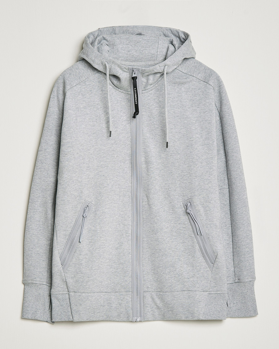 Herr | Tröjor | C.P. Company | Diagonal Raised Fleece Full Zip Goggle Hoodie Grey