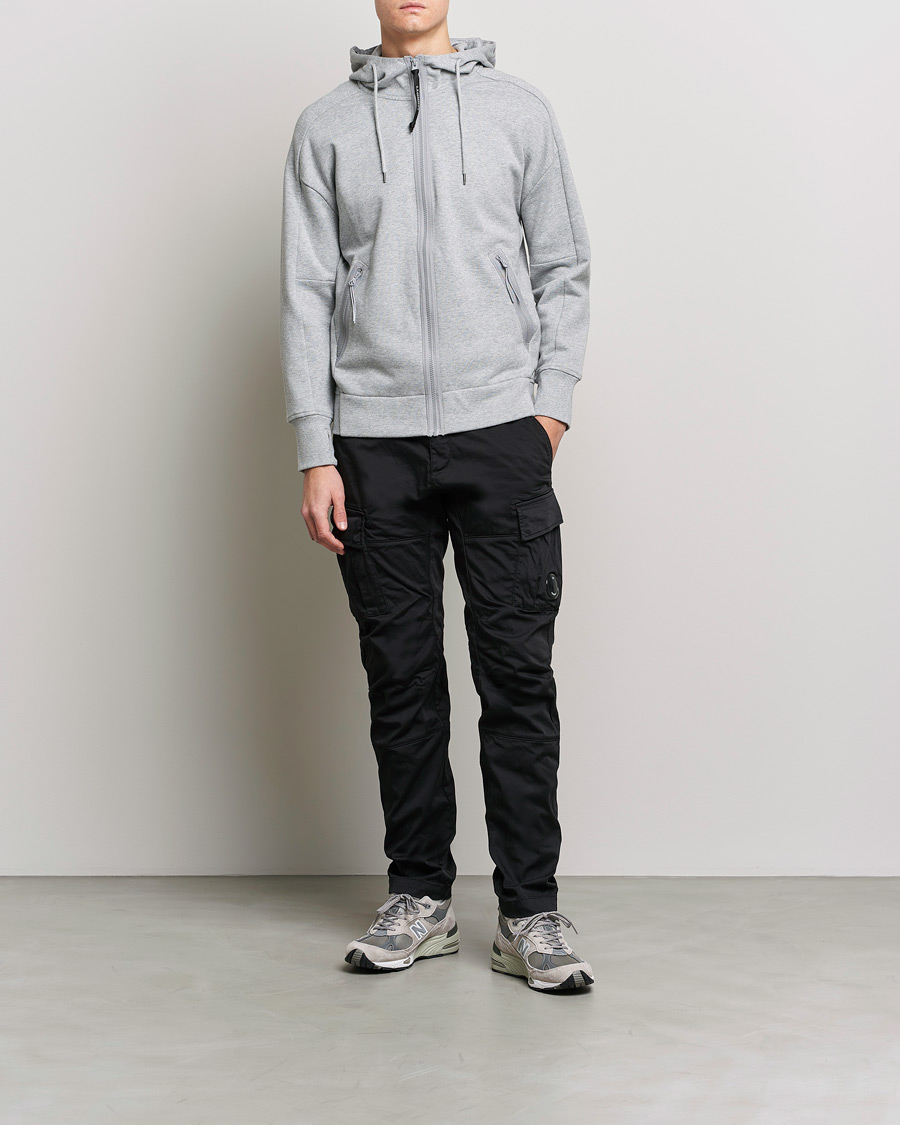 Herr | Tröjor | C.P. Company | Diagonal Raised Fleece Full Zip Goggle Hoodie Grey