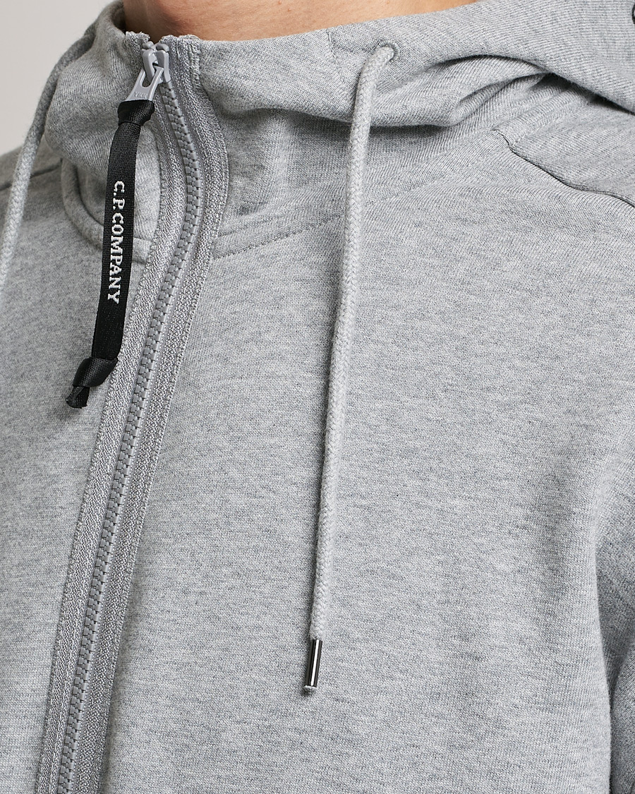 Herr | Tröjor | C.P. Company | Diagonal Raised Fleece Full Zip Goggle Hoodie Grey