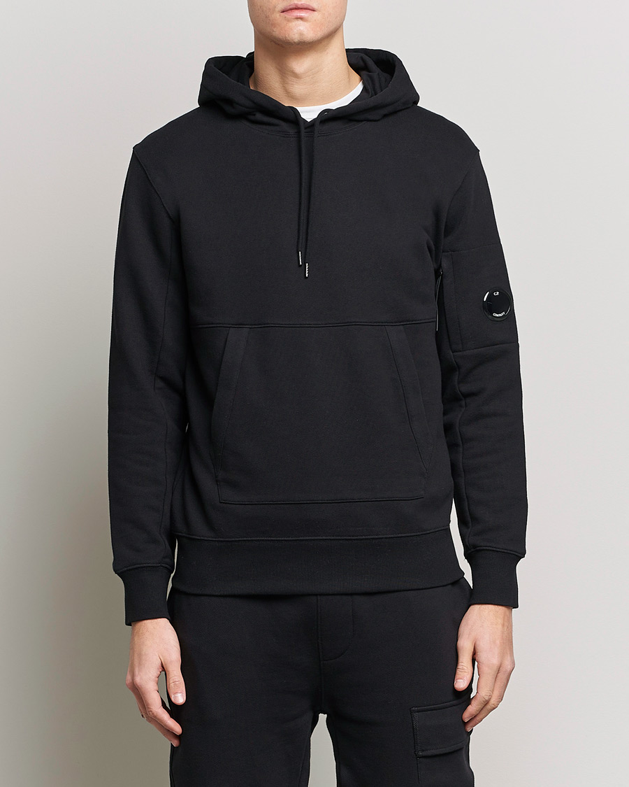 Herr | C.P. Company | C.P. Company | Diagonal Raised Fleece Hooded Lens Sweatshirt Black