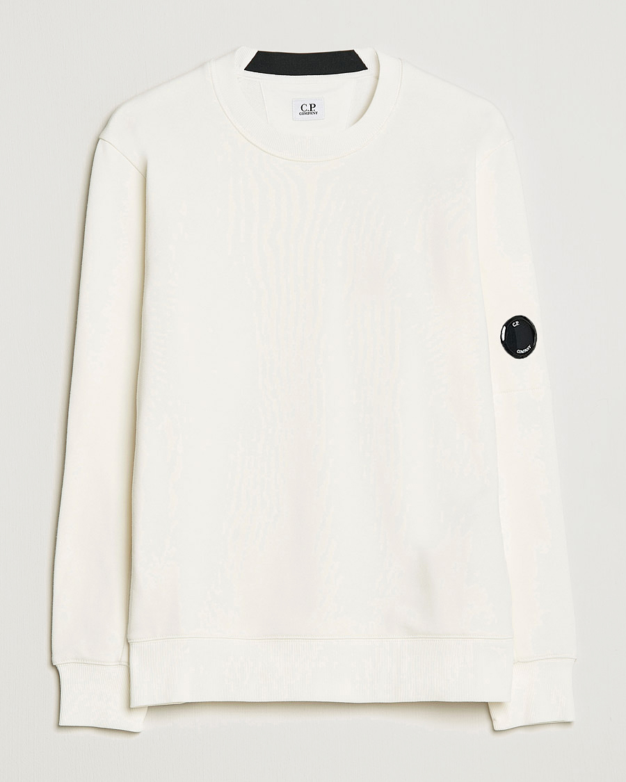 Herr | Tröjor | C.P. Company | Diagonal Raised Fleece Lens Sweatshirt White