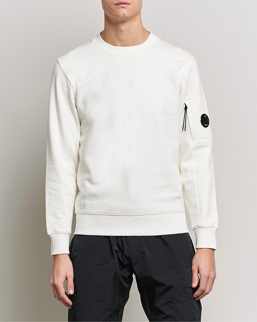 Herr | Tröjor | C.P. Company | Diagonal Raised Fleece Lens Sweatshirt White