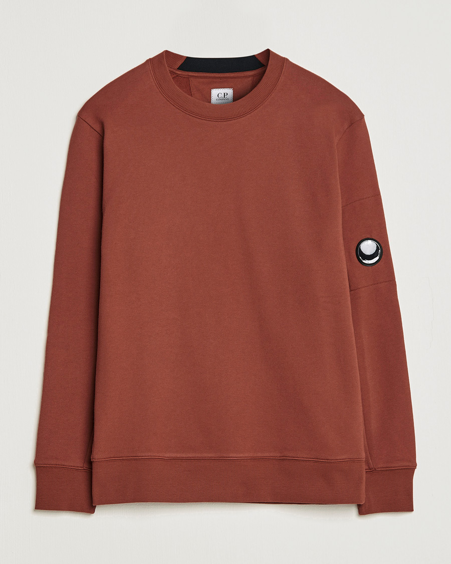 Herr | Tröjor | C.P. Company | Diagonal Raised Fleece Lens Sweatshirt Rust