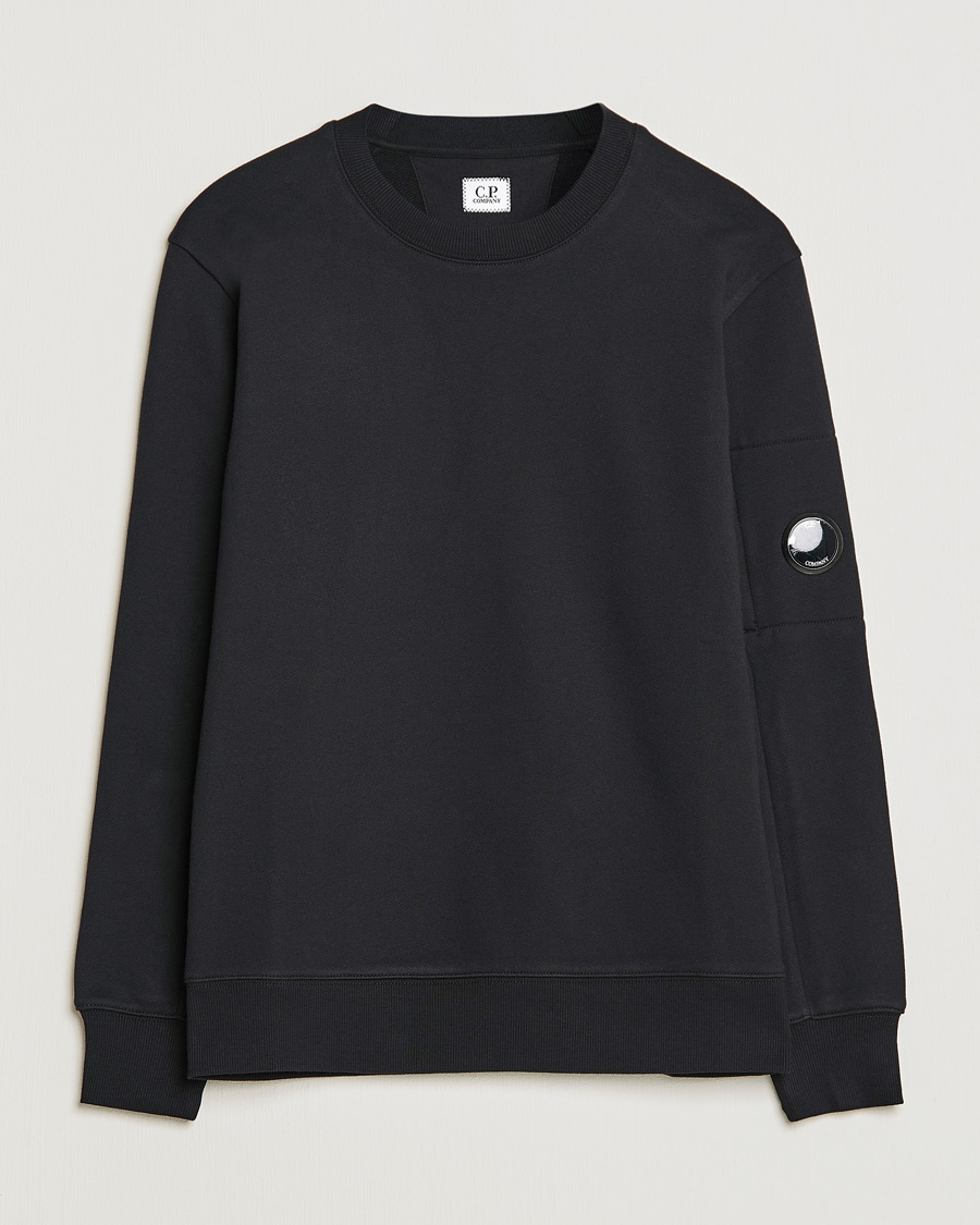 Herr | Tröjor | C.P. Company | Diagonal Raised Fleece Lens Sweatshirt Black