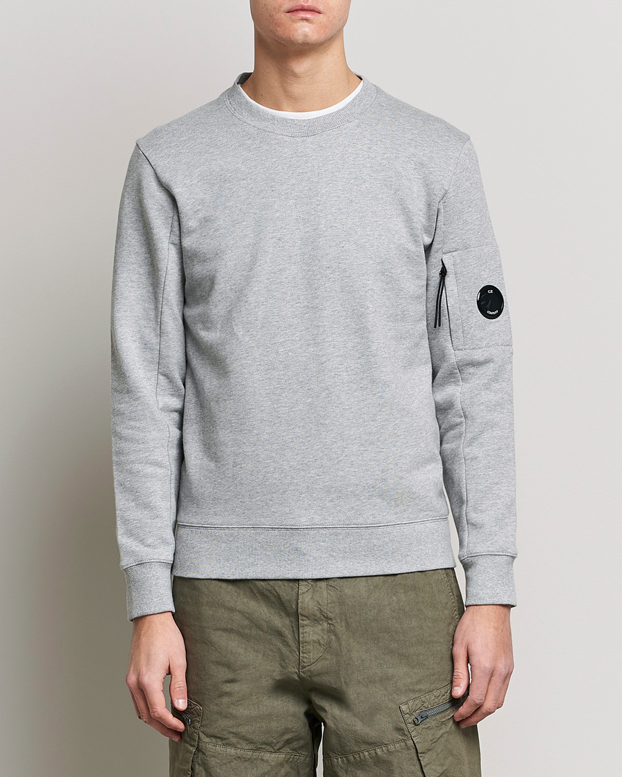 Herr | Grå Sweatshirts | C.P. Company | Diagonal Raised Fleece Lens Sweatshirt Grey