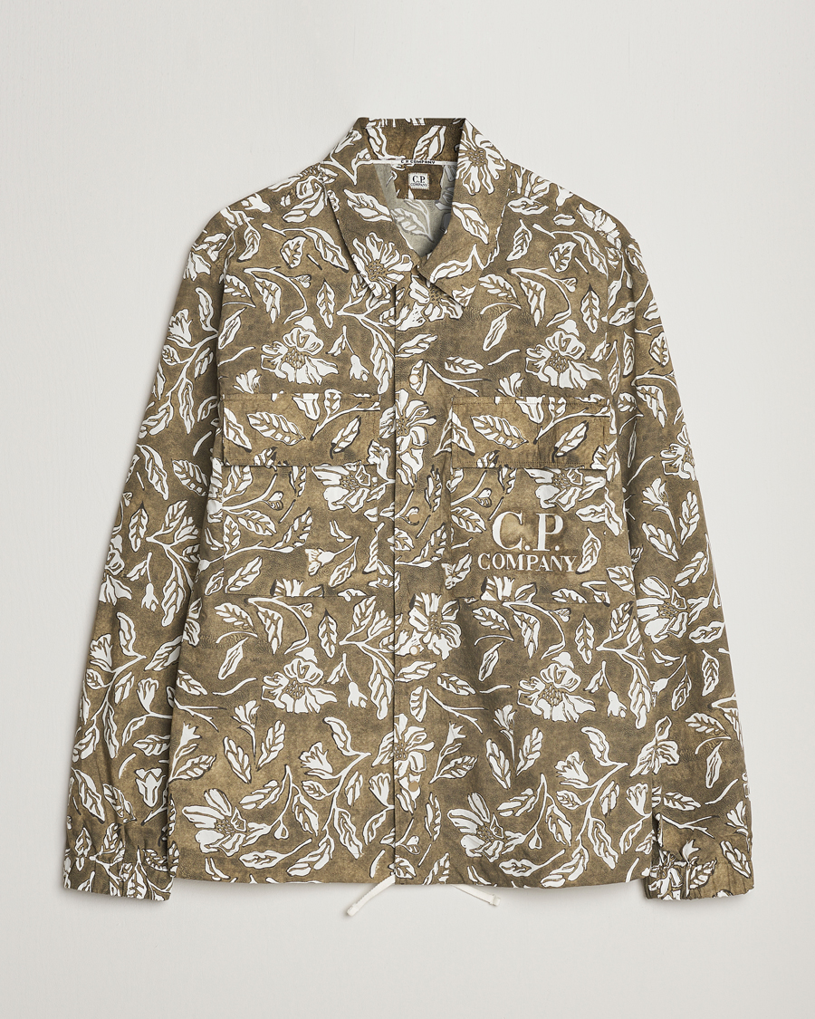 Herr | Skjortor | C.P. Company | Garment Dyed Printed Popline Overshirt Olive
