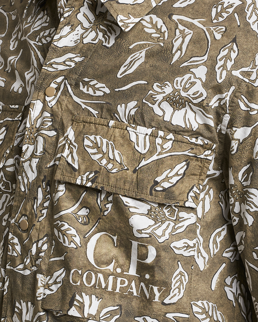 Herr | Skjortor | C.P. Company | Garment Dyed Printed Popline Overshirt Olive