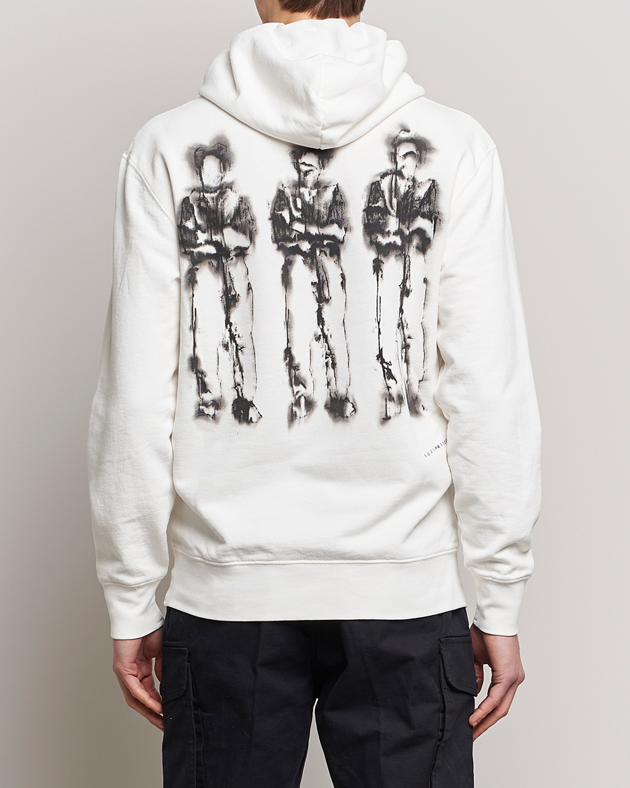 Herr | Tröjor | C.P. Company | Garment Dyed Cotton Fleece Printed Hood White