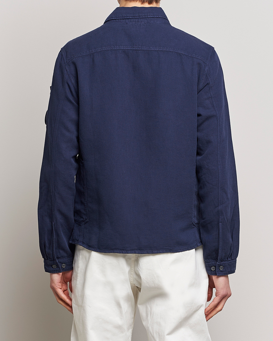 Herr | Skjortor | C.P. Company | Broken Linen/Cotton Garment Dyed Overshirt Navy