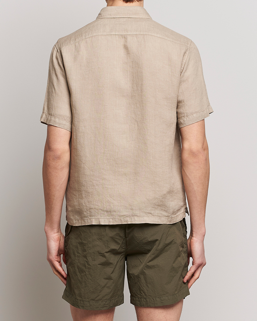 Herr | Skjortor | C.P. Company | Short Sleeve Pocket Linen Shirt Taupe