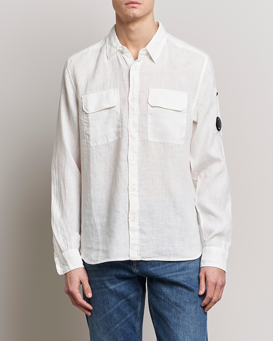 Herr | Linneskjortor | C.P. Company | Long Sleeve Linen Shirt White