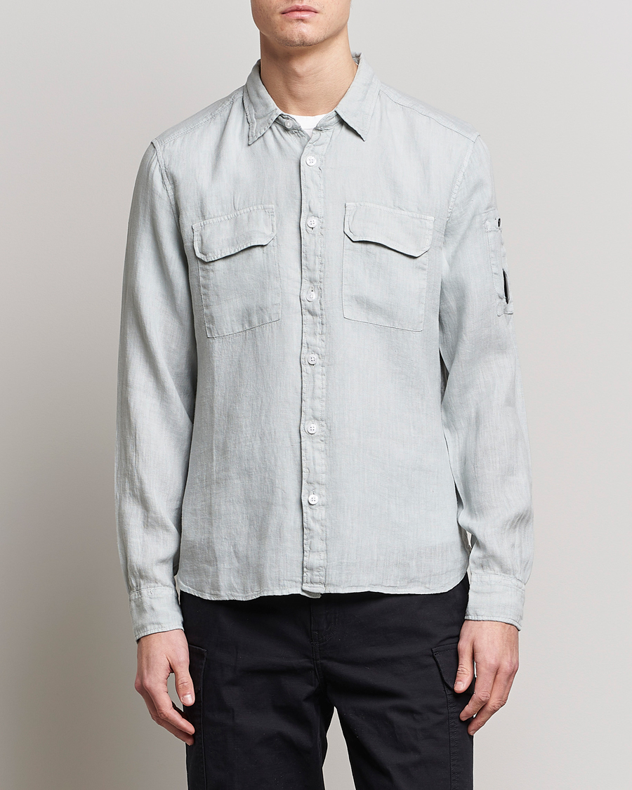 Herr | C.P. Company | C.P. Company | Long Sleeve Linen Shirt Ocean