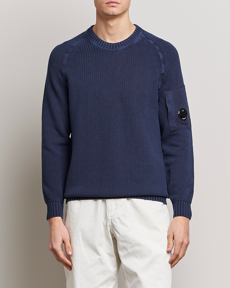 Herr |  | C.P. Company | Cotton Crepe Special Dyed Knitted Crewneck Navy