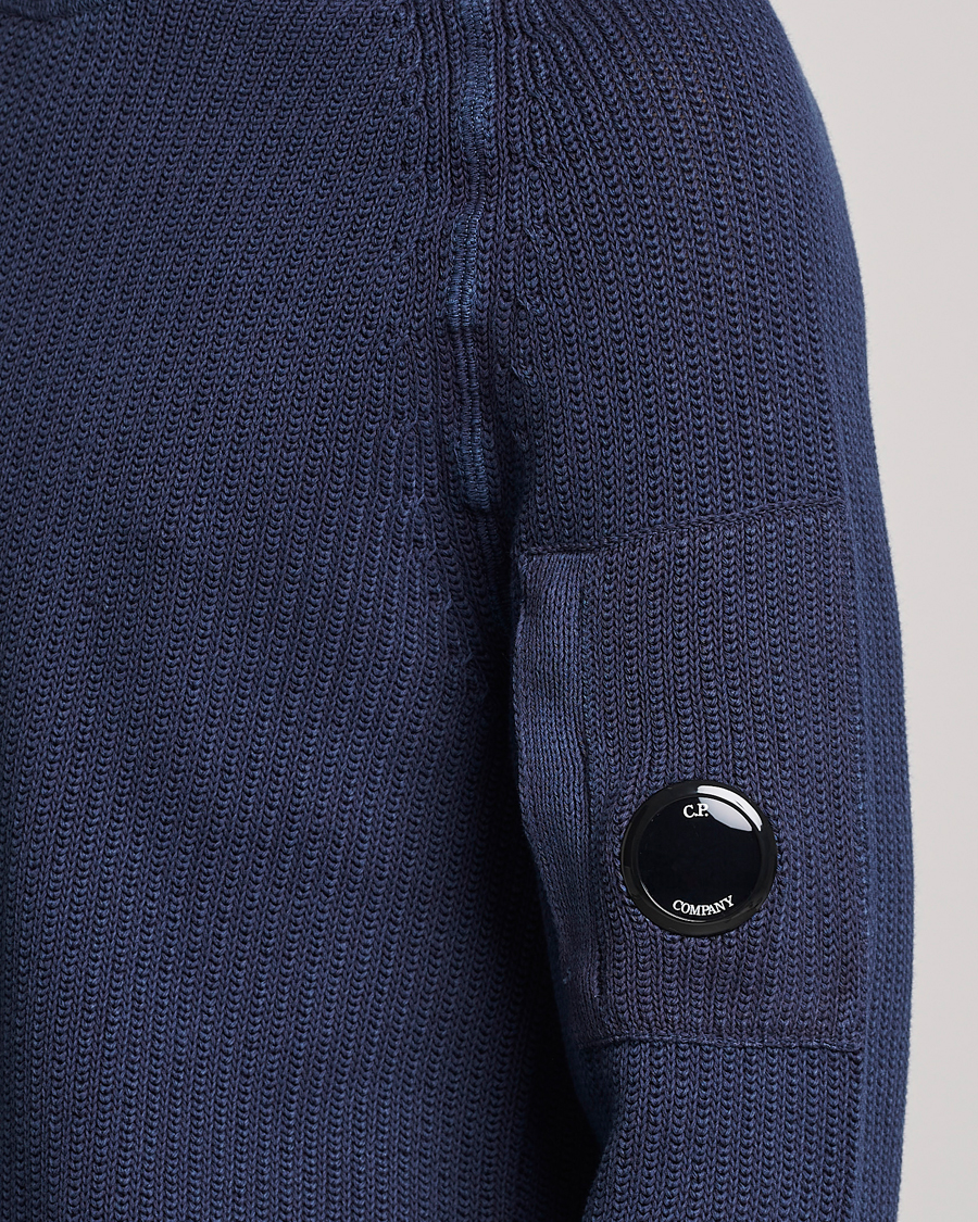 Herr | Tröjor | C.P. Company | Cotton Crepe Special Dyed Knitted Crewneck Navy