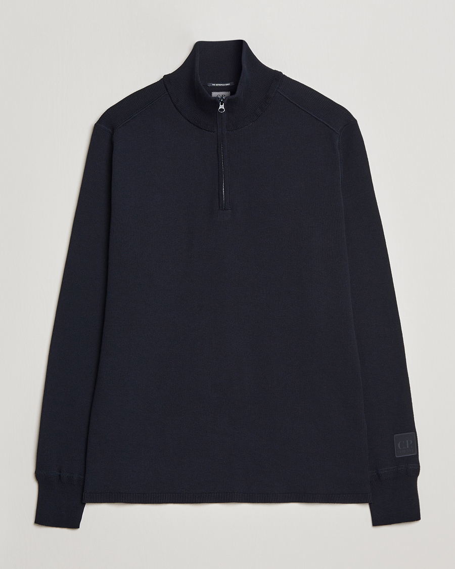 Herr | Tröjor | C.P. Company | Metropolis Cotton Crepe Half Zip Navy