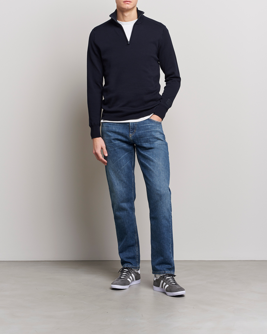 Herr | Tröjor | C.P. Company | Metropolis Cotton Crepe Half Zip Navy