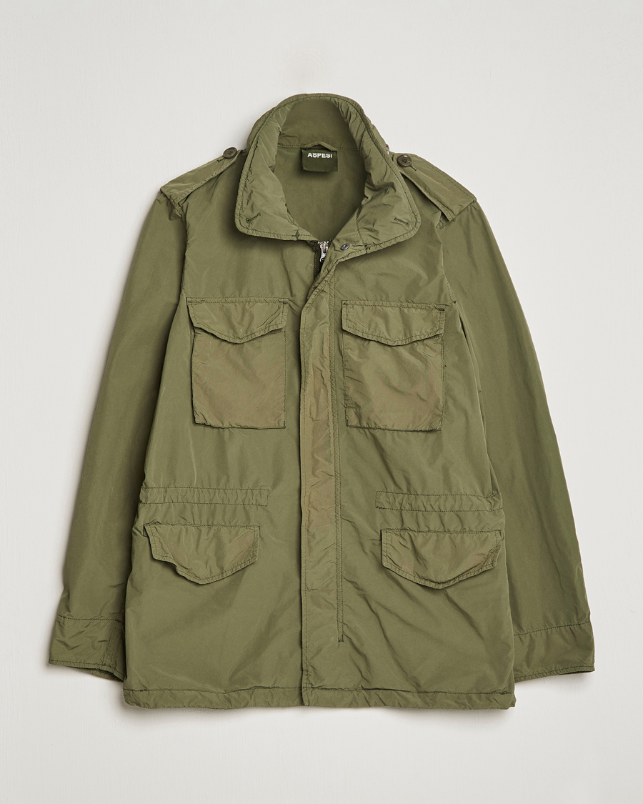 Herr | Jackor | Aspesi | Giubotto Garment Dyed Field Jacket Army Green