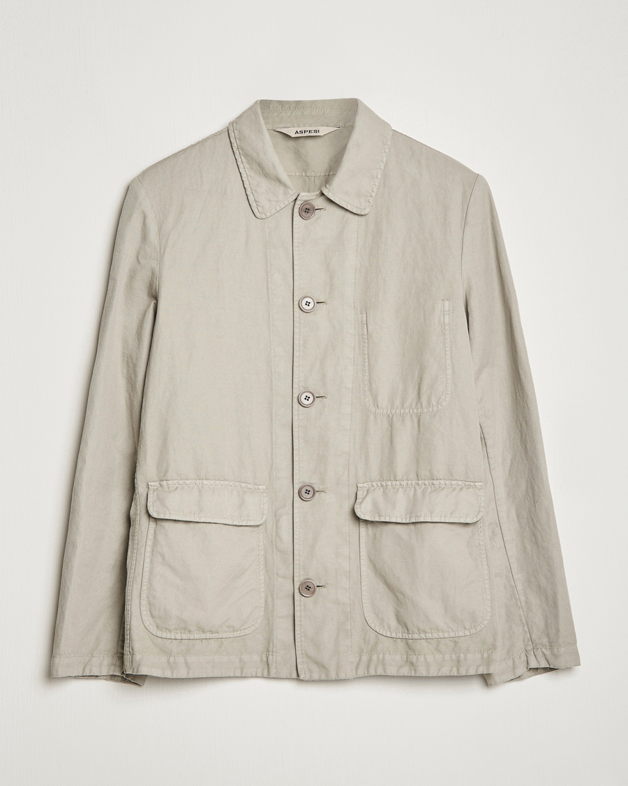Herr | Jackor | Aspesi | Tadao Cotton/Linen Shirt Jacket Khaki