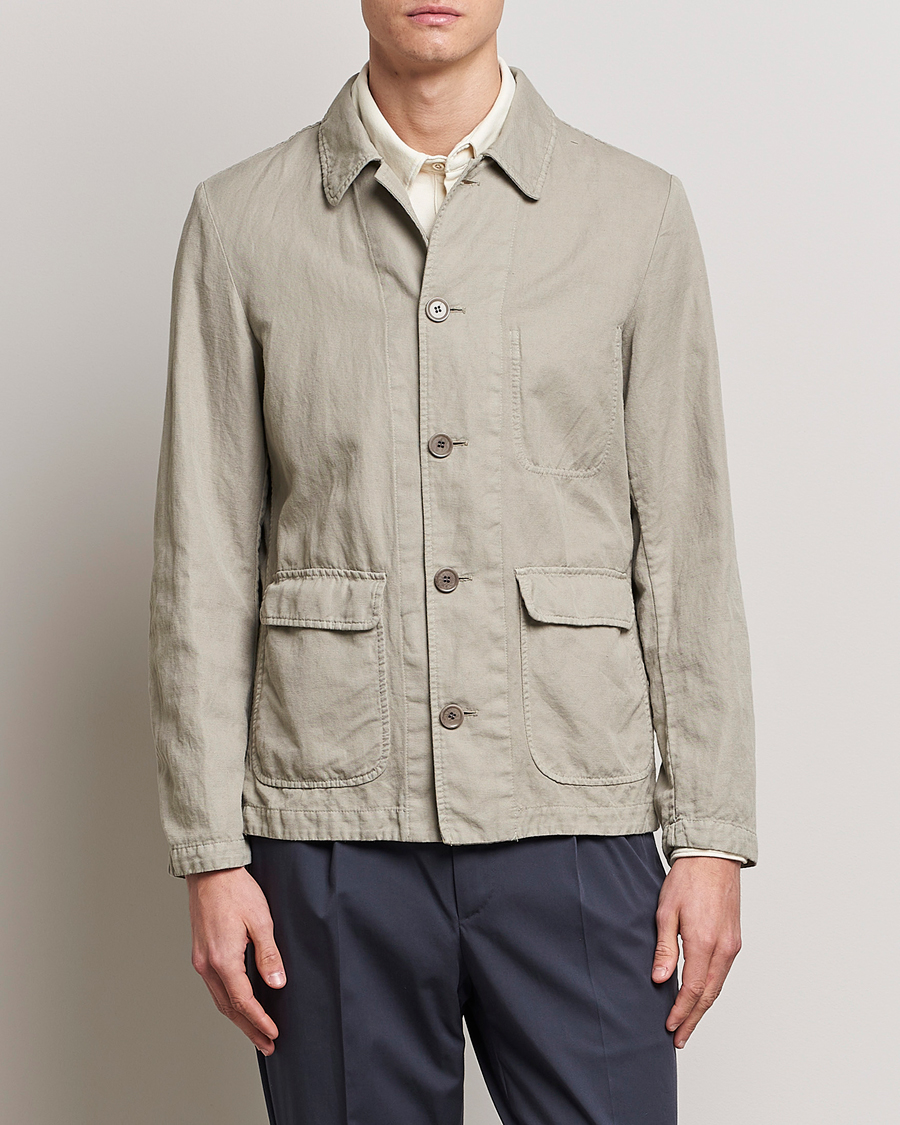 Herr | Jackor | Aspesi | Tadao Cotton/Linen Shirt Jacket Khaki