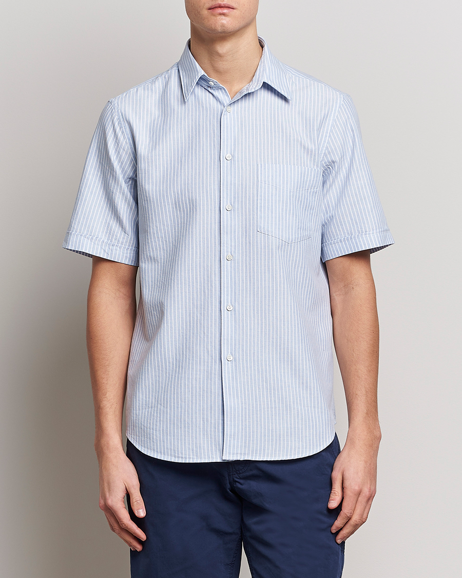 Herr | Skjortor | Aspesi | Striped Oxford Camp Shirt Light Blue