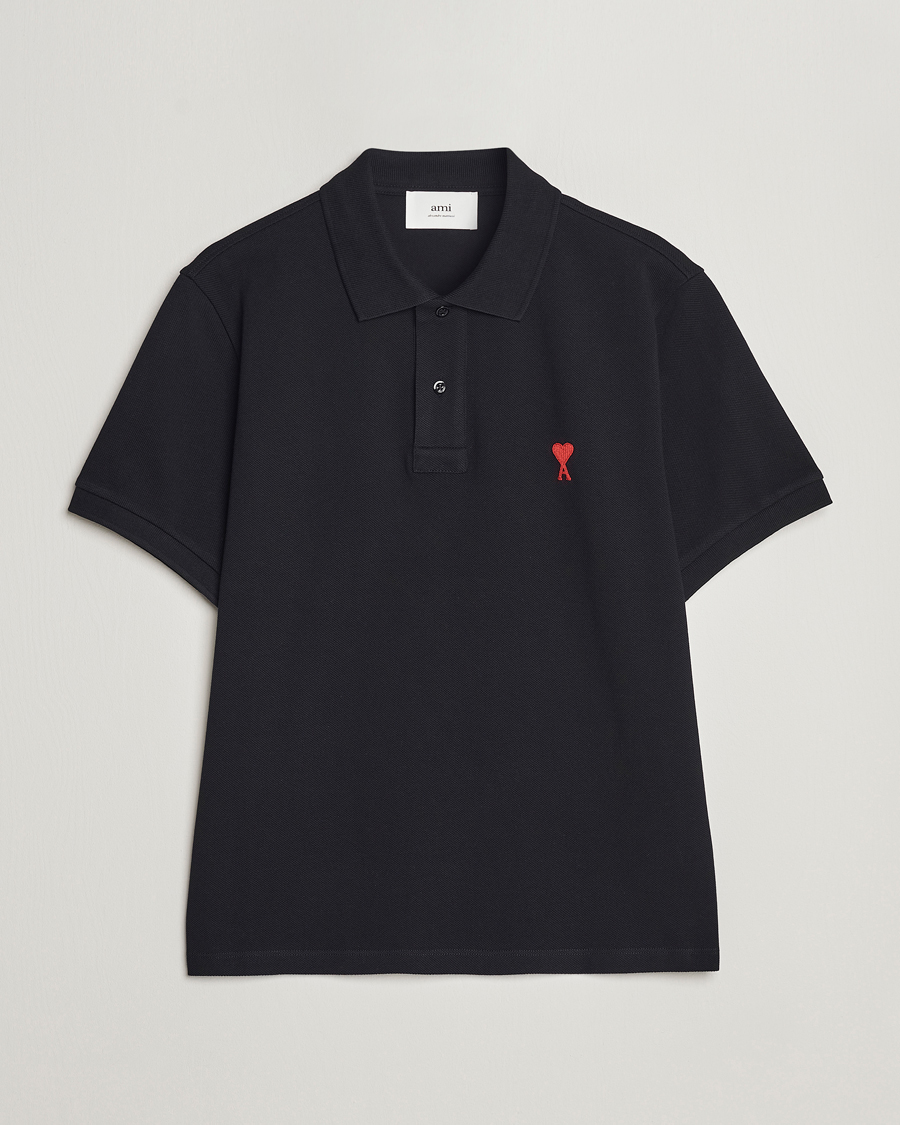 Herr | Pikéer | AMI | Heart Logo Piquet Polo Black