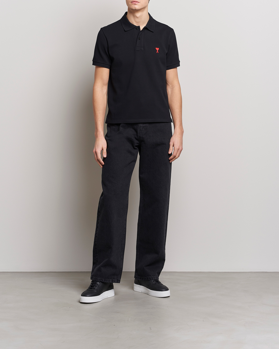 Herr | Pikéer | AMI | Heart Logo Piquet Polo Black