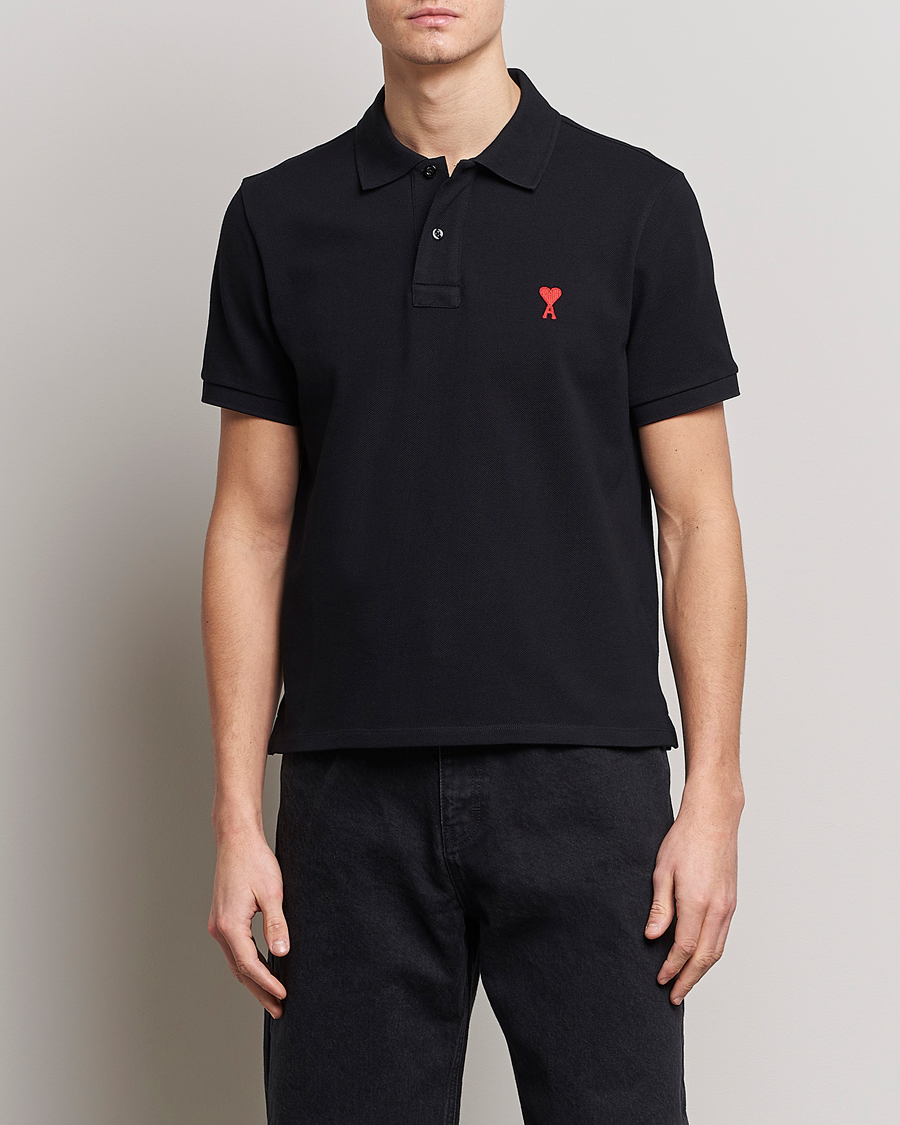 Herr | Pikéer | AMI | Heart Logo Piquet Polo Black