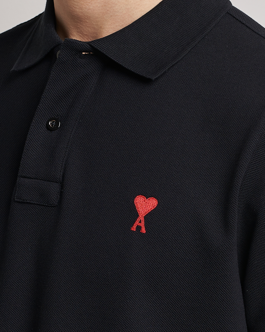 Herr | Pikéer | AMI | Heart Logo Piquet Polo Black