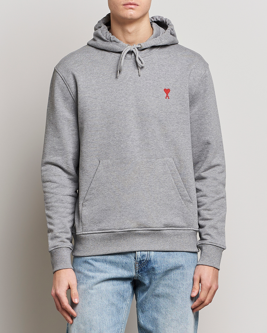 Herr | Huvtröjor | AMI | Heart Logo Hoodie Heather Grey