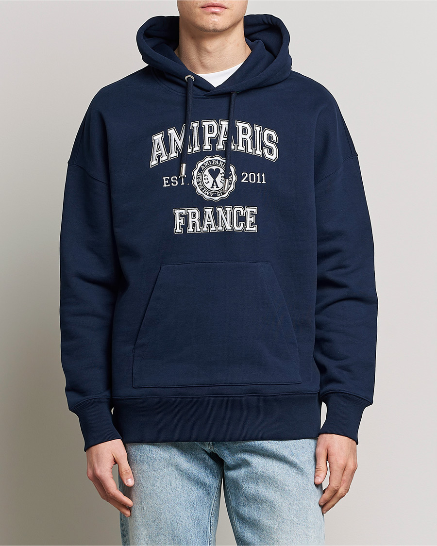 Herr | Tröjor | AMI | Paris College Hoodie Navy