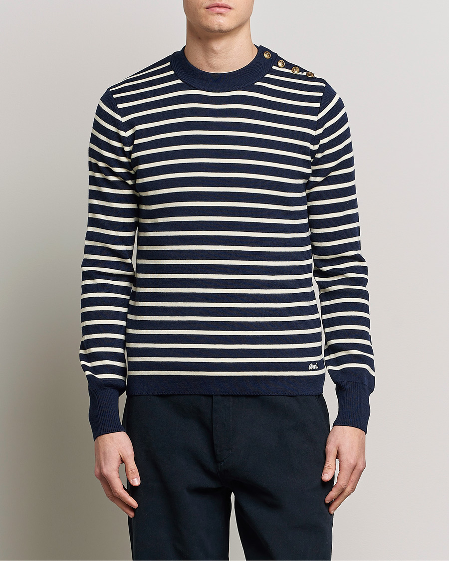 Herr | Stickade tröjor | AMI | Sailor Sweater Navy/White