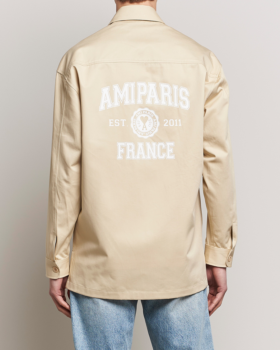 Herr | Skjortor | AMI | Back Print Overshirt Vanilla