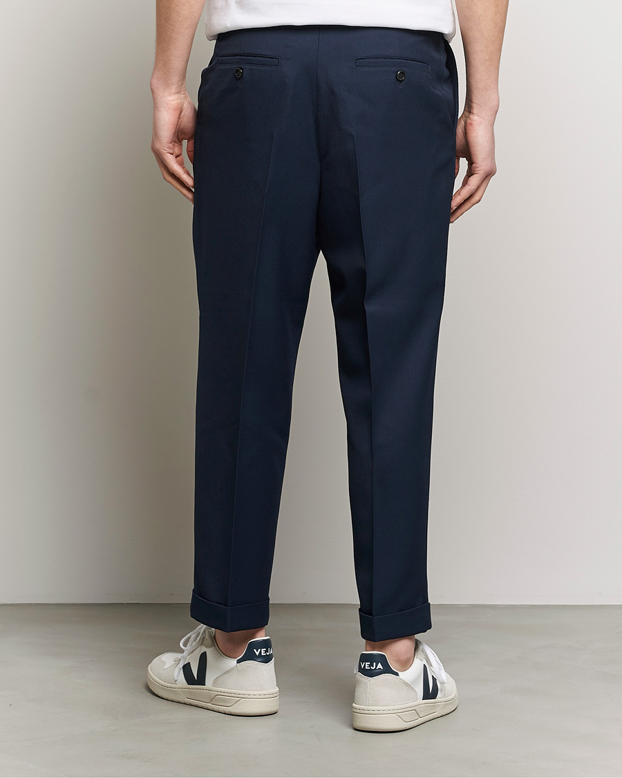 Herr | Byxor | AMI | Wool Carrot Fit Trousers Navy