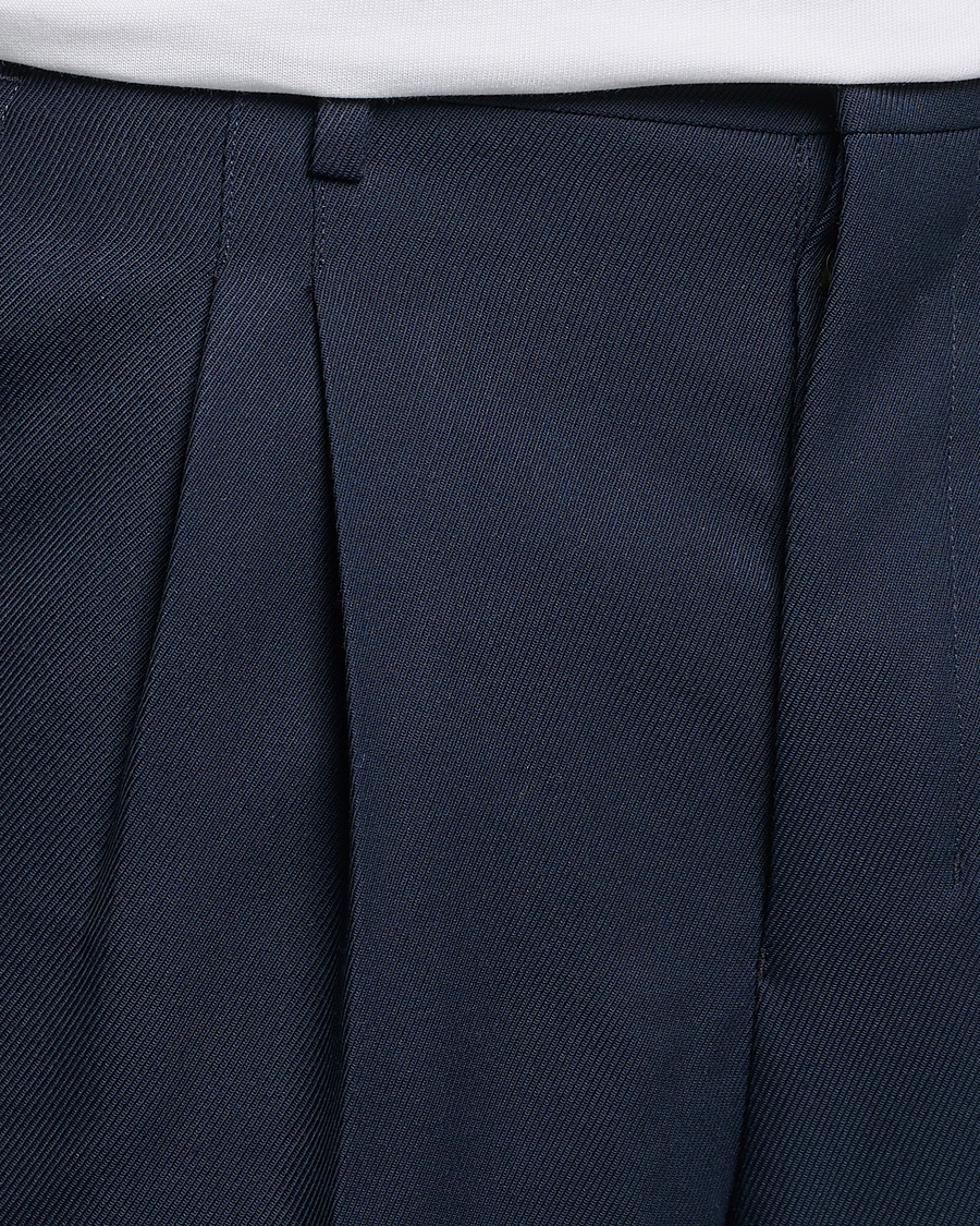 Herr | Byxor | AMI | Wool Carrot Fit Trousers Navy
