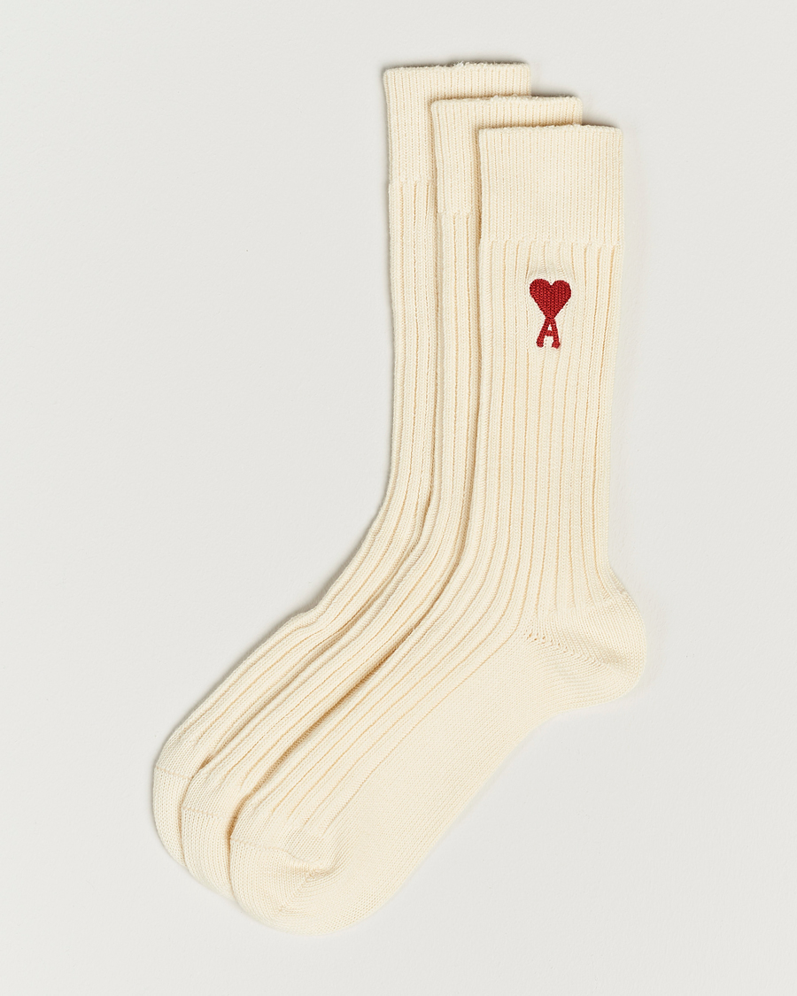 Herr | Underkläder | AMI | 3-Pack Heart Socks White