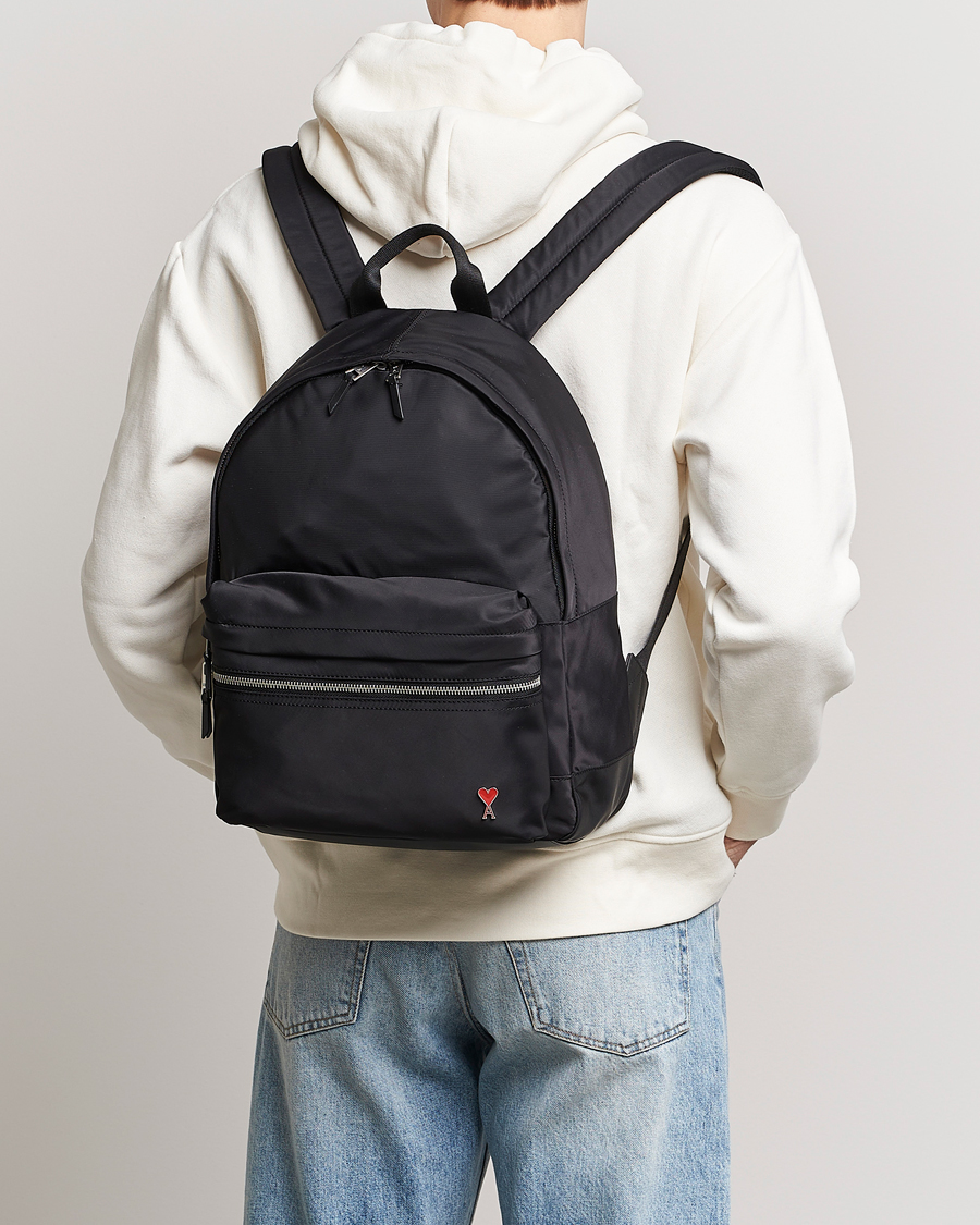 Herr | AMI Heart Logo Backpack Black | AMI | Heart Logo Backpack Black