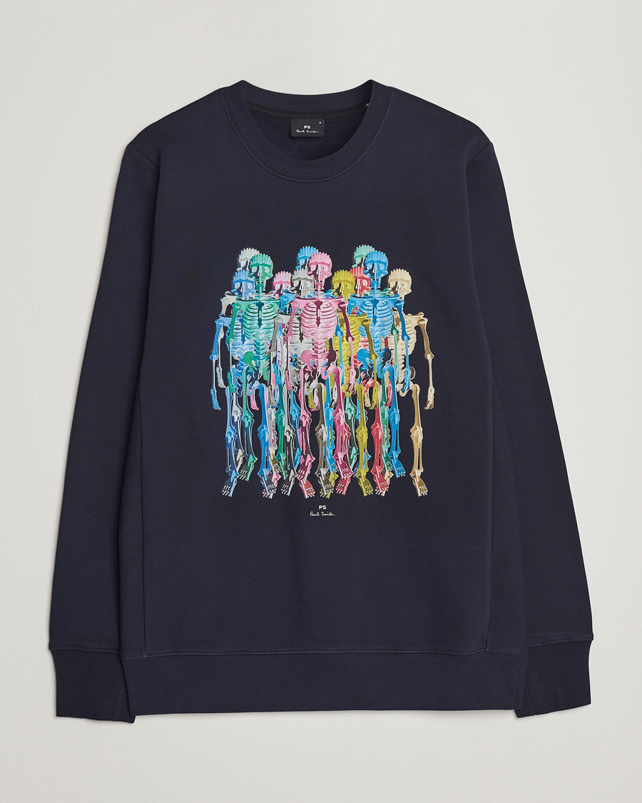 Herr | Tröjor | PS Paul Smith | Organic Cotton Skeleton Sweatshirt Blue