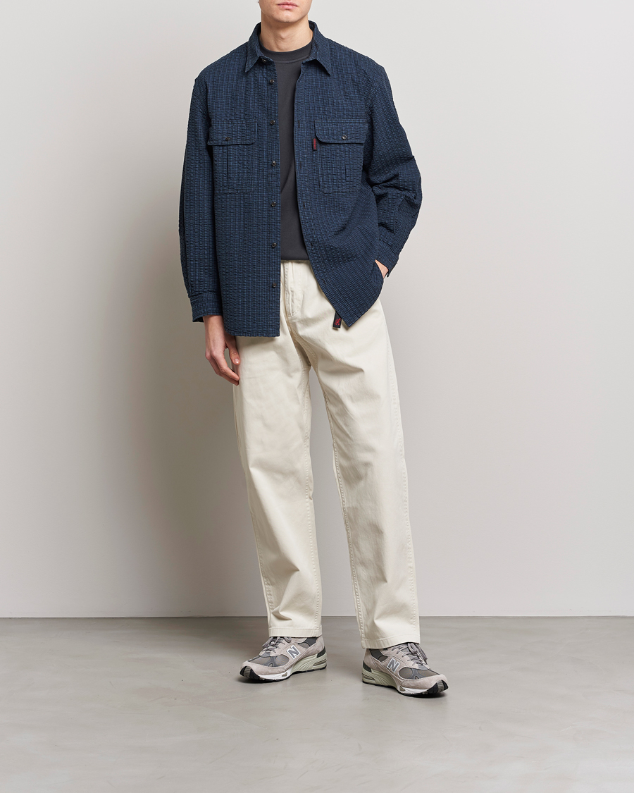 Herr | Skjortor | Gramicci | Garment Dyed Seersucker Canyon Shirt Royal Blue